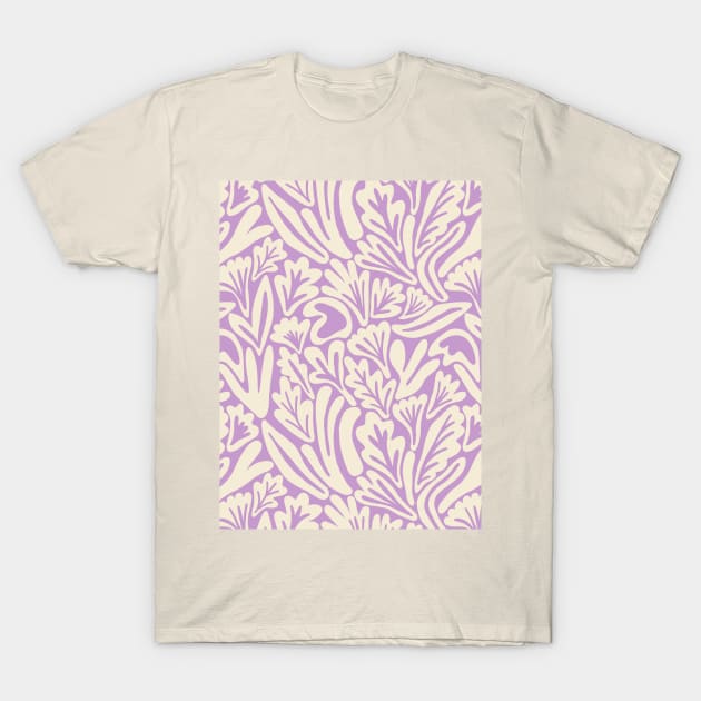 Abstract boho leaf and flower pattern in lavender T-Shirt by Natalisa